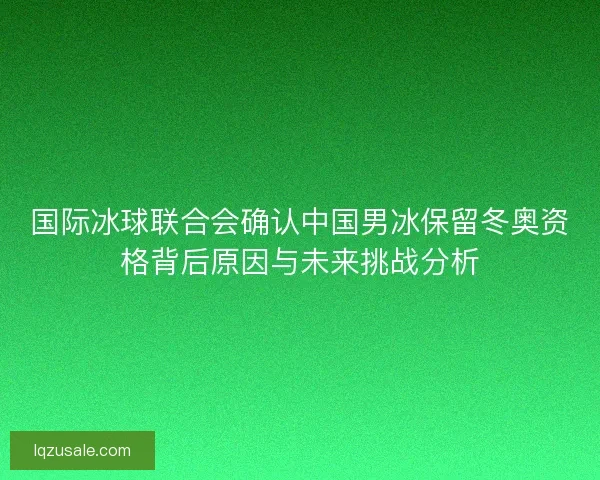 国际冰球联合会确认中国男冰保留冬奥资格背后原因与未来挑战分析
