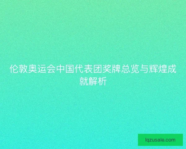 伦敦奥运会中国代表团奖牌总览与辉煌成就解析